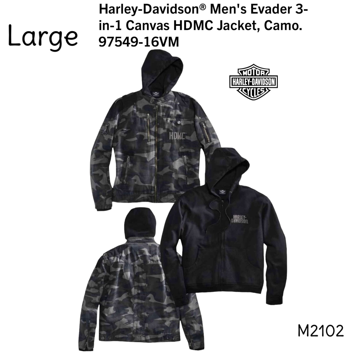 Large Harley Davidson 3 in 1 jacket